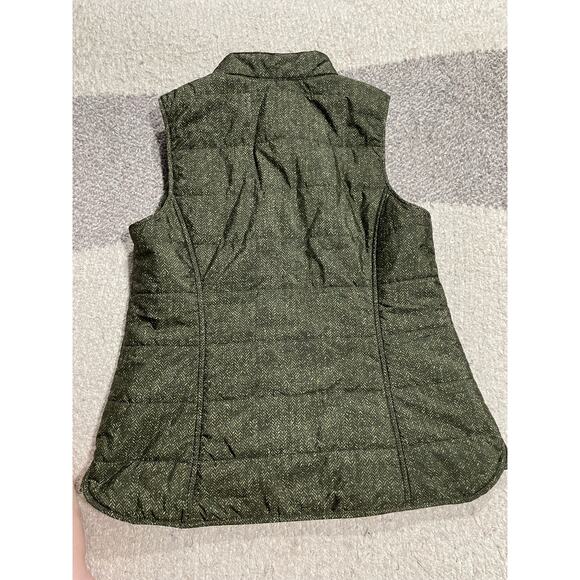 J. Jill Quilted Puffer Vest Womens SP Small Petite Herringbone Insulated Green - Picture 7 of 11
